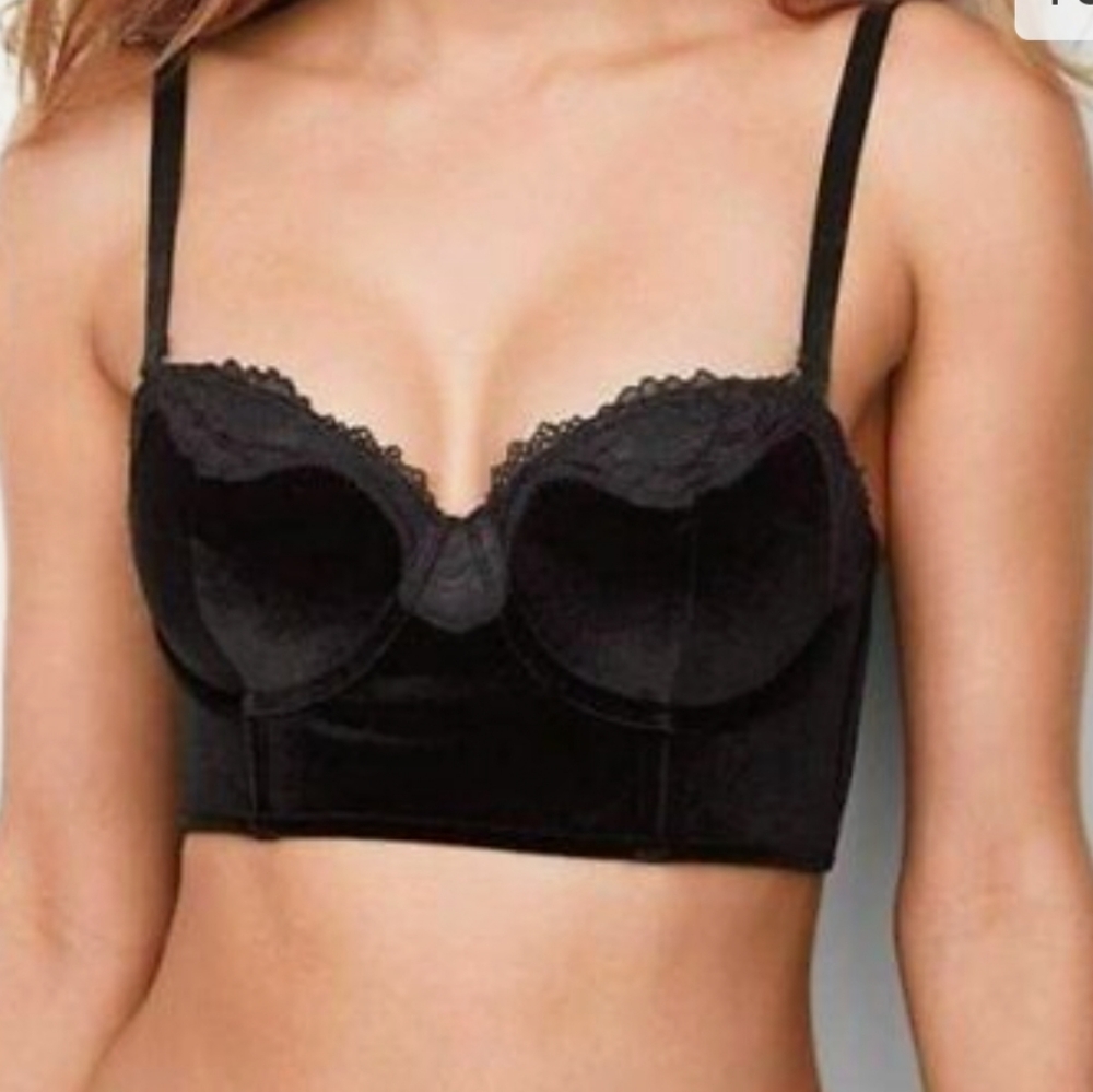 NEW! Victoria's Secret Dream Angels Black Velvet Long Line Bra Line